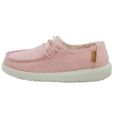 Dětské Obuv Hey Dude Wendy Youth Linen Girls Růžové | 65IKVQ14